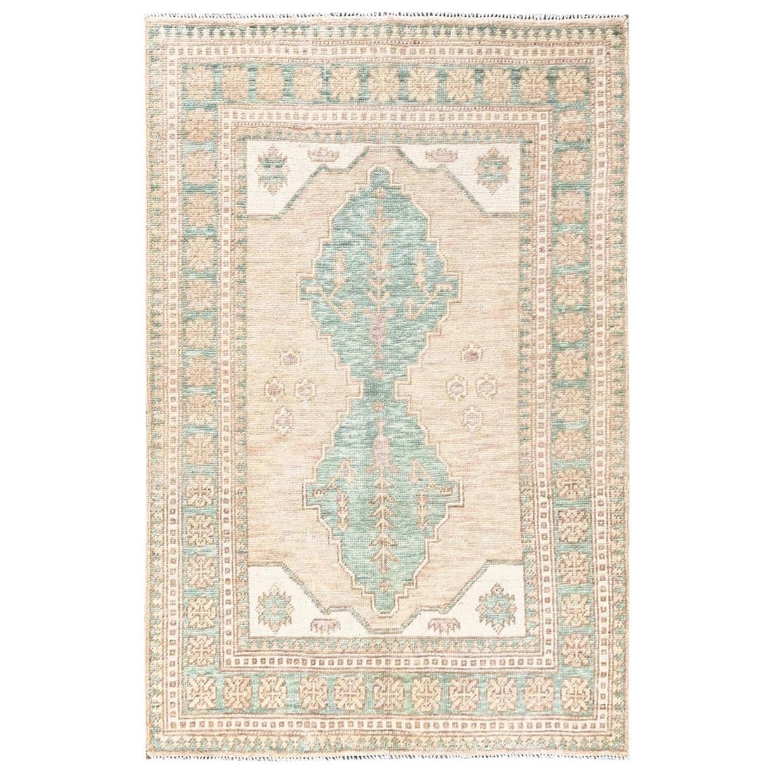 3'10"x6' Brown Anatolian Village Design Turkish Knot Hand Knotted Wool Rug (1 of 7)