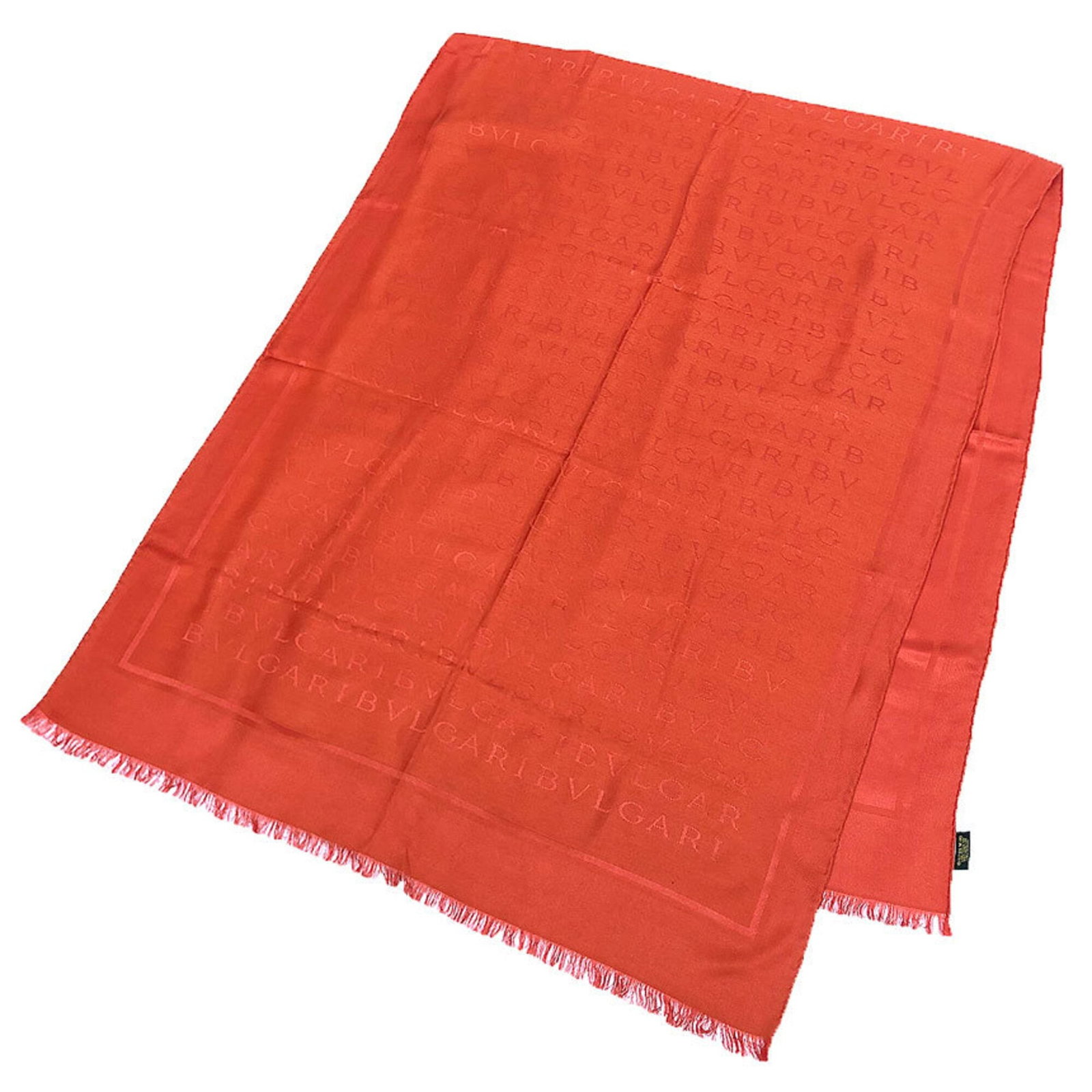 Bvlgari Shawl Silk Wool: Bvlgari Shawl Silk Wool Bvlgari Shawl Silk Wool - A vibrant orange shawl made from luxurious silk and wool, measuring 70cm x 1.78m in size. The item bears a few traces of usage, with some scratches