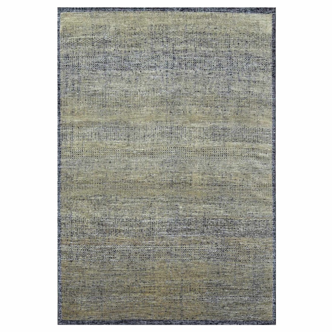 10'x14' Brown & Black Oxidized Grass Design Pure Wool Hand Knotted Rug: 10'x14' Brown & Black Oxidized Grass Design Pure Wool Hand Knotted Rug The 10'x14' Brown & Black Oxidized Grass Design Pure Wool Hand Knotted Rug boasts a striking modern design with an intricate