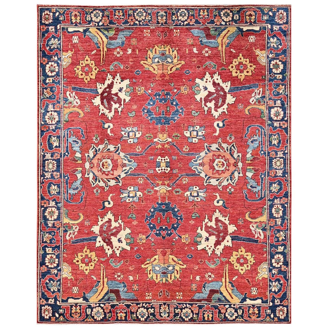 8'4"x10'4" Red Heris All Over Design Hand Knotted High Mountain Wool Rug (1 of 12)
