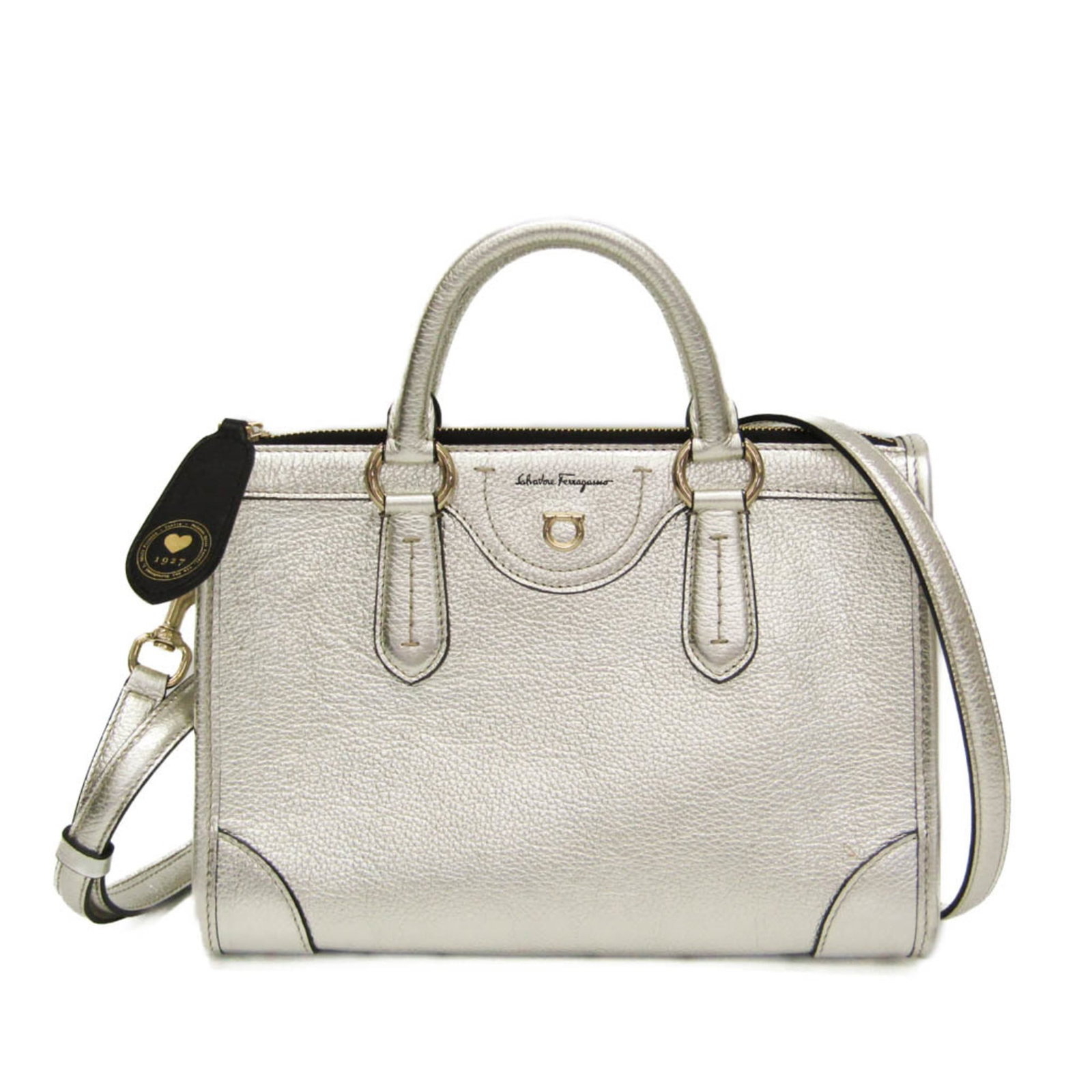 Ferragamo Salvatore Handbag Leather Shoulder Bag: Ferragamo Salvatore Handbag Leather Shoulder Bag The Salvatore Ferragamo Leather Shoulder Bag features sleek silver hardware and a spacious open interior with an additional small pocket. With its