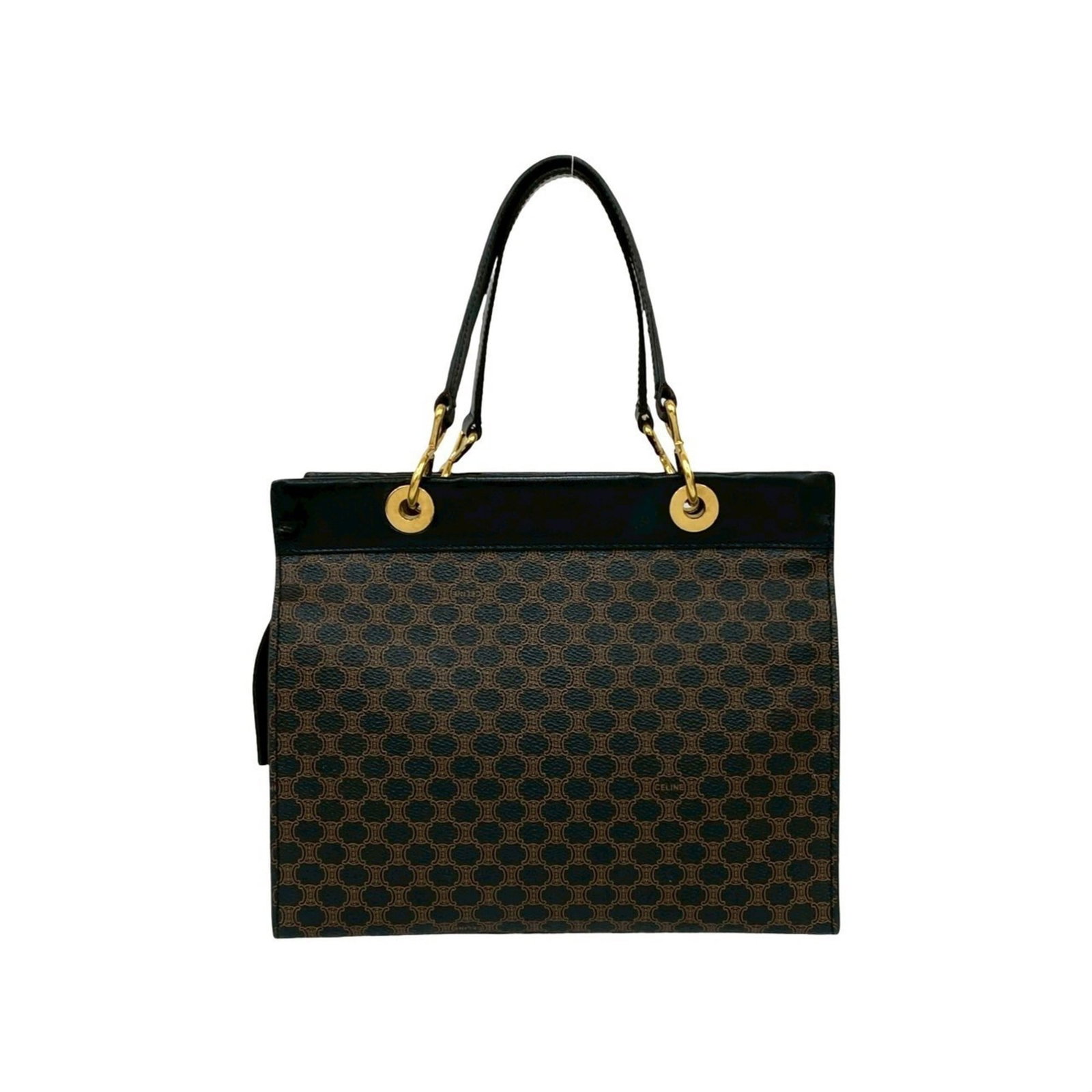 Celine Handbag Tote Bag Leather Pvc: Celine Handbag Tote Bag Leather Pvc Black and Brown Celine Handbag Tote Bag with Leather and Pvc Material. The bag features a classic design with a size of 21cm x 25cm x 13cm, making it a versatile ac