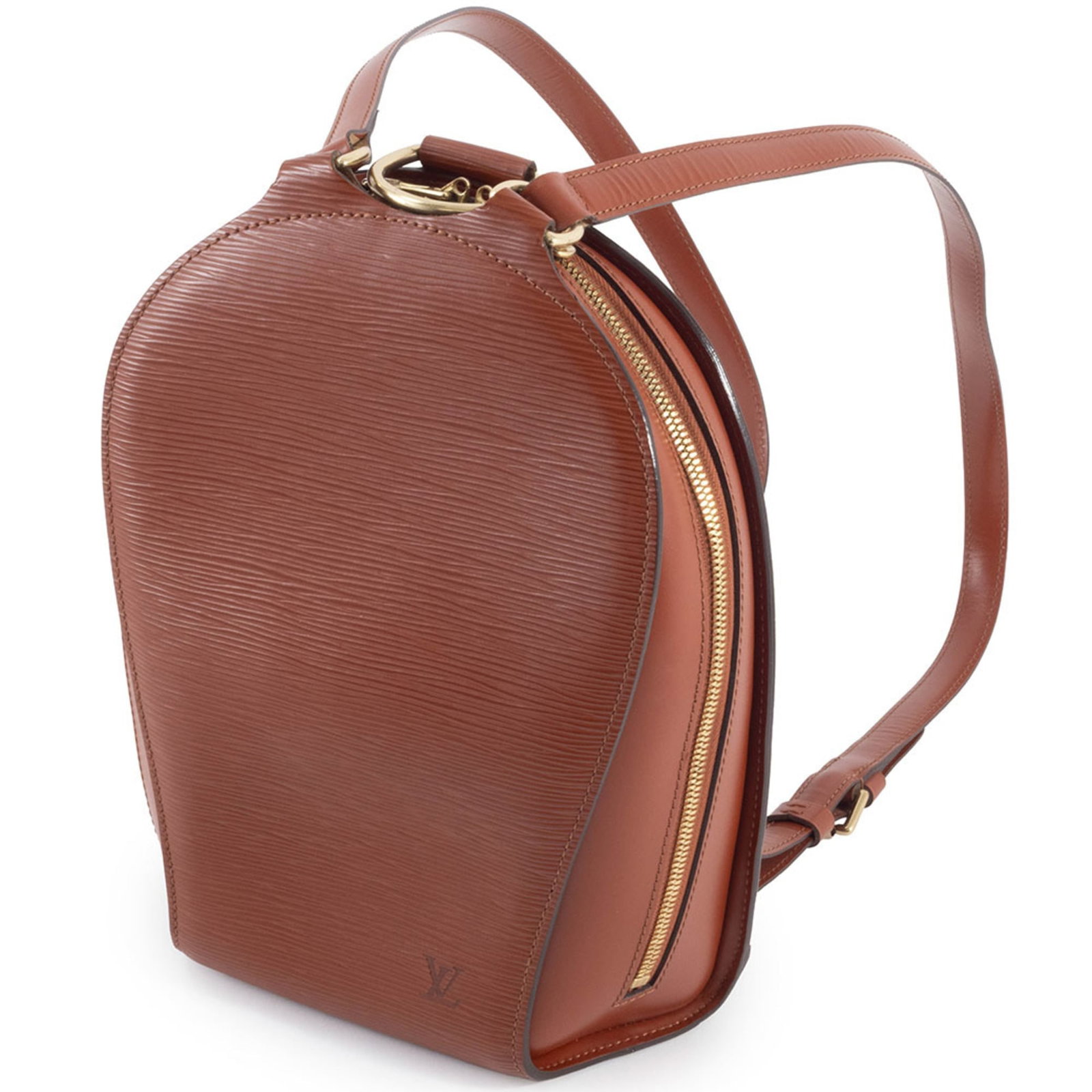 Epi leather Louis Vuitton Backpack: Epi leather Louis Vuitton Backpack Epi leather Louis Vuitton Backpack in Kenyan Brown features Epi Leather material and a classic design. The backpack measures 28cm x 21cm x 8.5cm, with an adjustable 