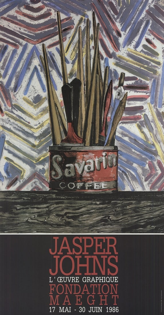 JASPER JOHNS Savarin Cans 31.75" x 16.75" Offset Lithograph 1986 Pop Art Multico (1 of 4)