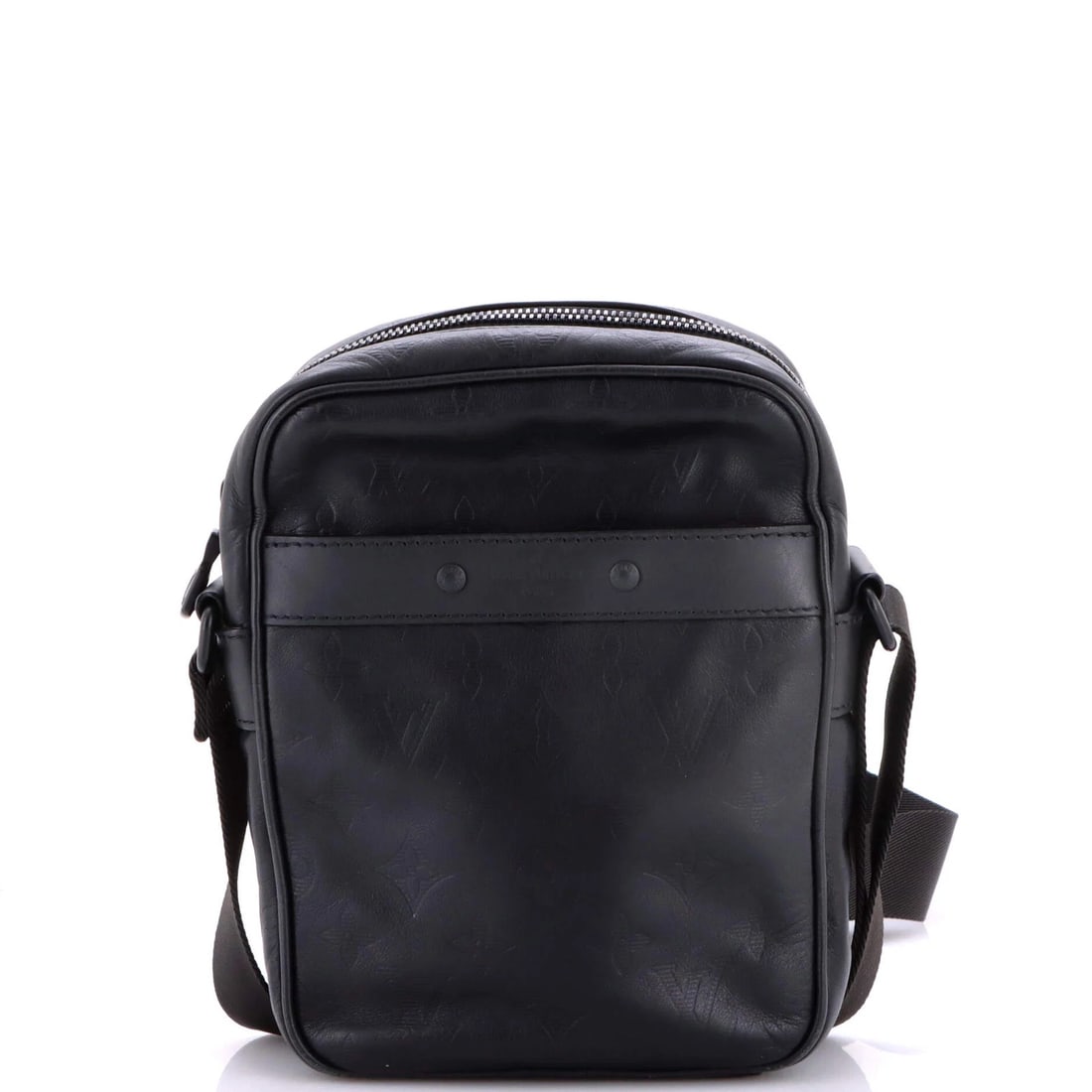 Louis Vuitton Danube Handbag Monogram Shadow Leather PM: Louis Vuitton Danube Handbag Monogram Shadow Leather PM The Louis Vuitton Danube Handbag Monogram Shadow Leather PM boasts sleek, black leather exterior with subtle monogram patterns. Measuring 8.5"