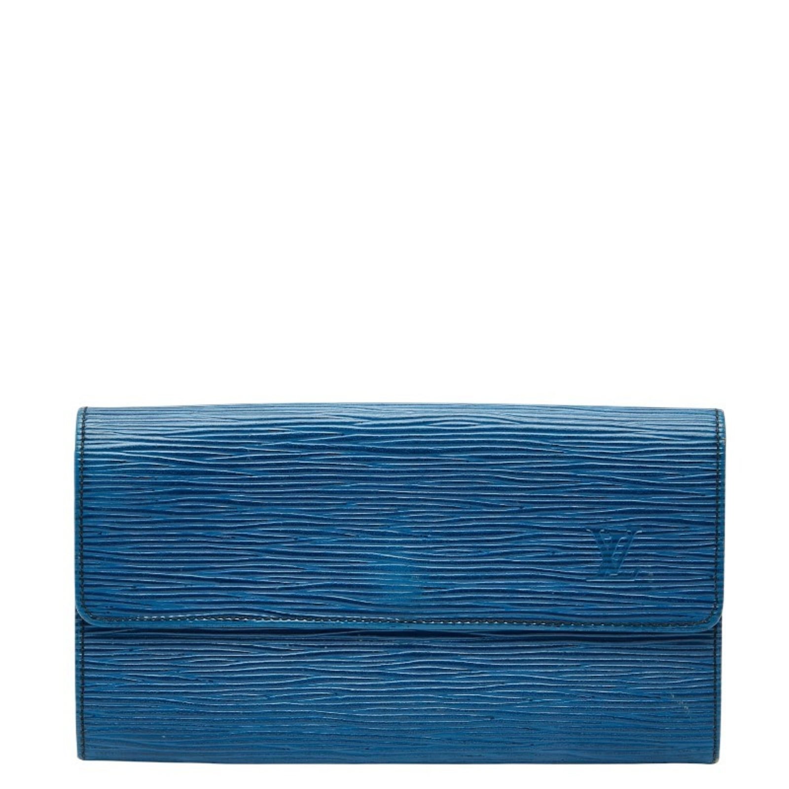 Long Wallet Leather Bi Fold Louis Vuitton: Long Wallet Leather Bi Fold Louis Vuitton Toledo Blue Long Wallet features a classic bi-fold design, crafted from high-quality leather with a timeless Toledo Blue hue. Measuring 11cm x 19cm x 1.5cm,
