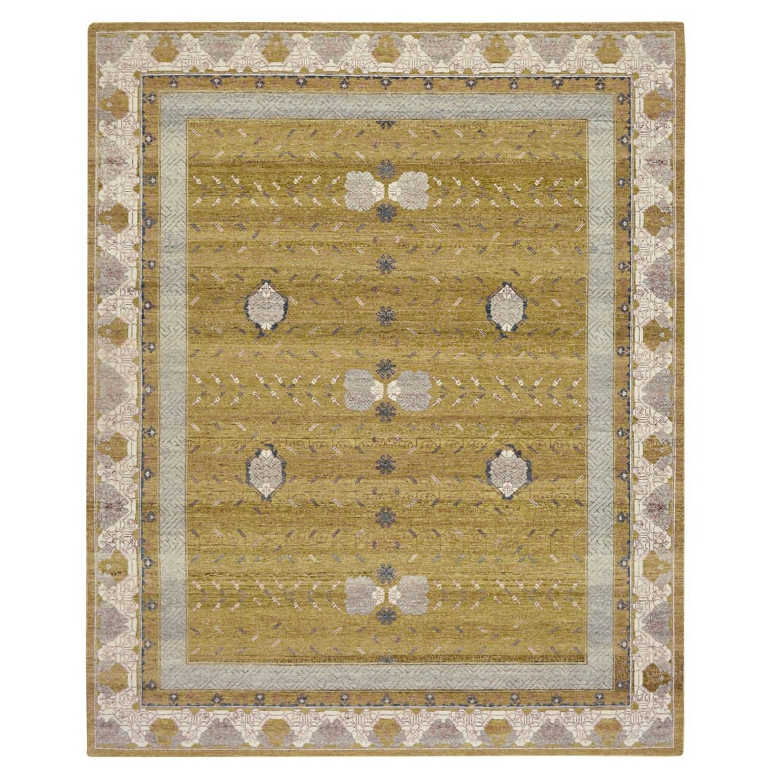 8'1"x10'1" Yellow Khotan Influence with Pomegranate Design Hand Knotted Wool (1 of 11)