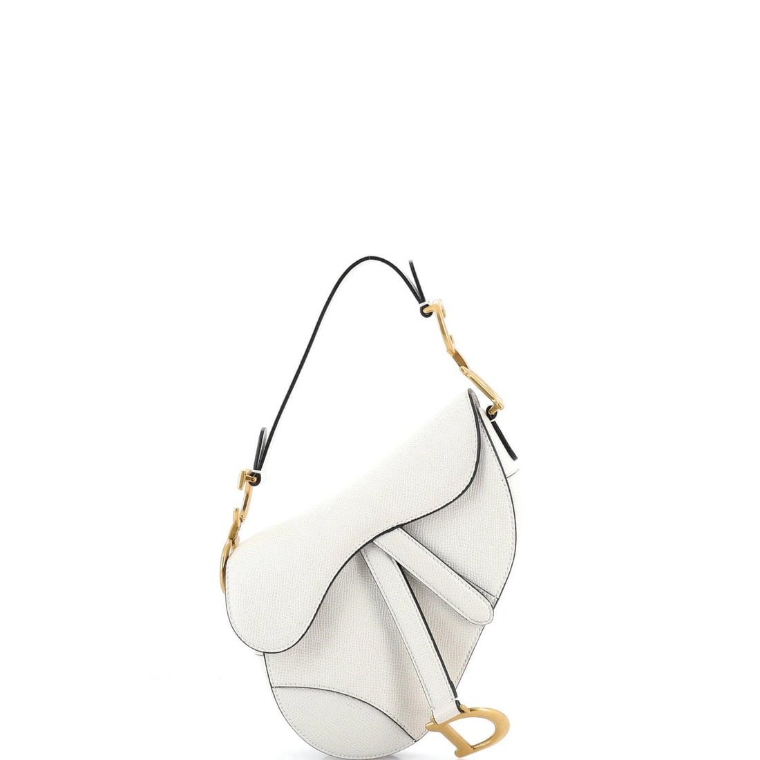 Christian Dior saddle leather handbag mini: Christian Dior saddle leather handbag mini Saddle leather handbag mini from Christian Dior, featuring white exterior and interior with microfiber lining. This mini shoulder bag boasts a classic saddle