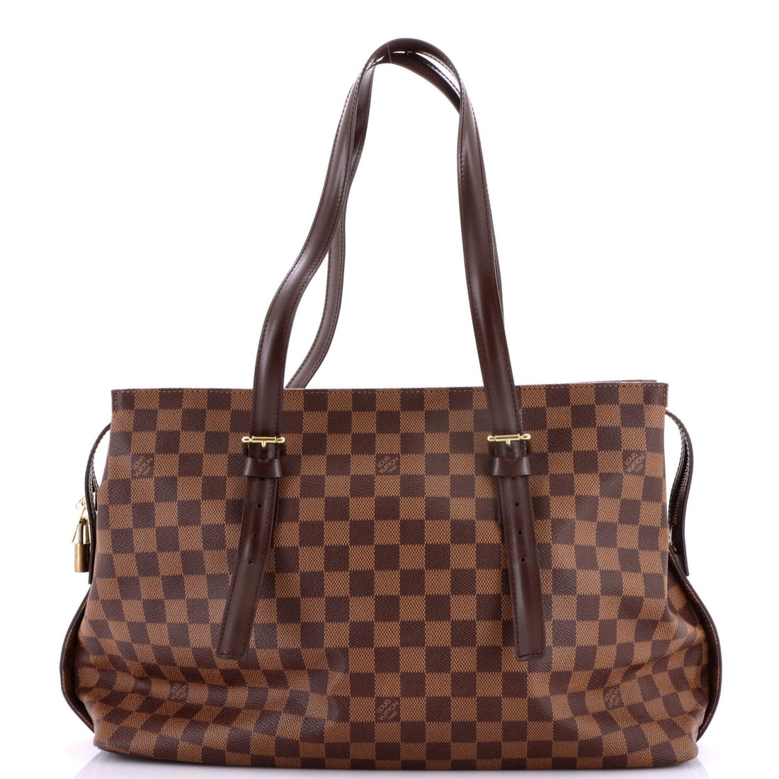 Damier handbag Vuitton Louis Chelsea: Damier handbag Vuitton Louis Chelsea The Louis Vuitton Damier Chelsea handbag boasts a timeless design with its iconic canvas-coated exterior in rich brown, complemented by a striking red interior. Wi