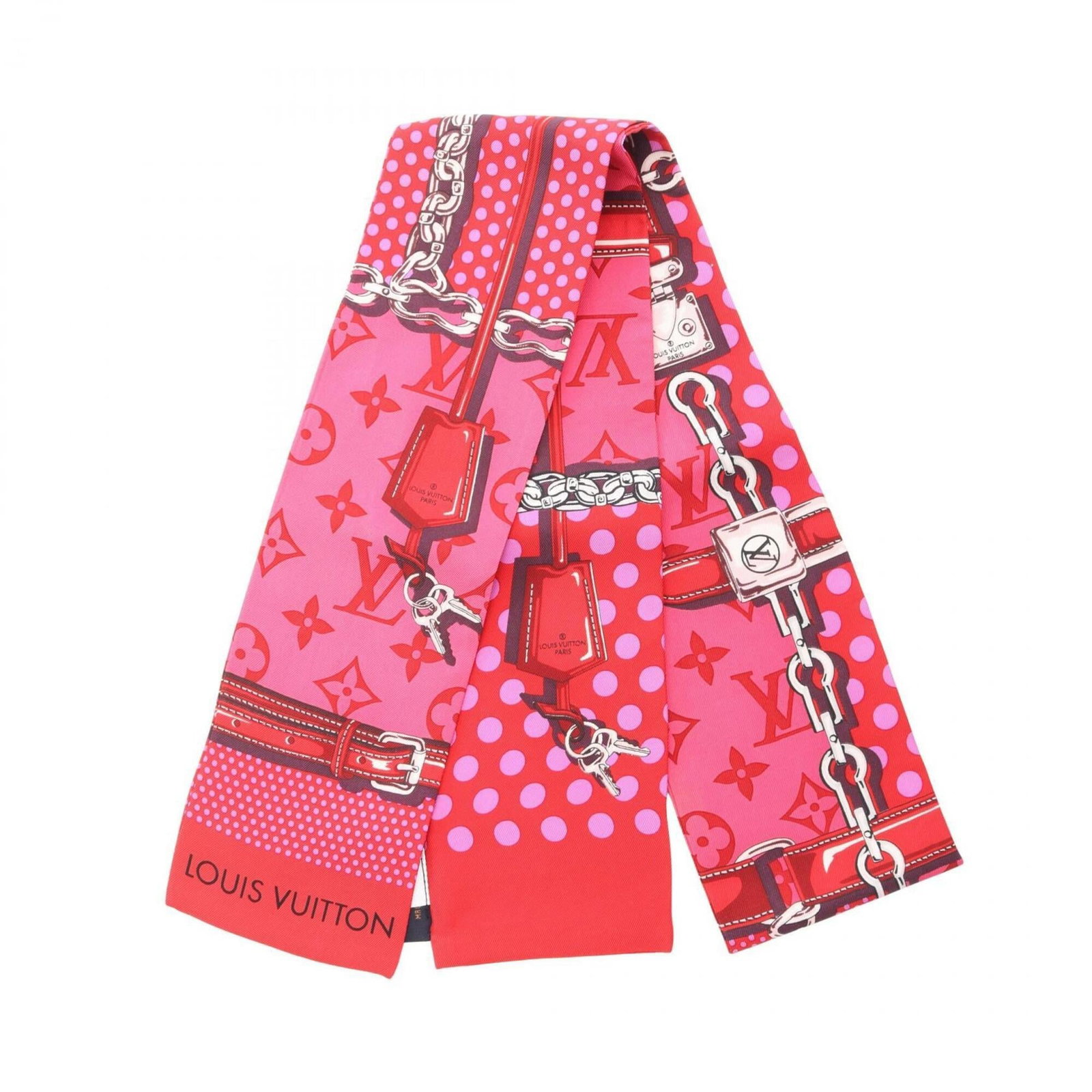 Silk Scarf Louis Vuitton: Silk Scarf Louis Vuitton Silk Scarf from Louis Vuitton, featuring a multi-color design with pink accents. This scarf measures 1.2m x 8.5cm and is made from silk, with some minor scratches and dirt pre