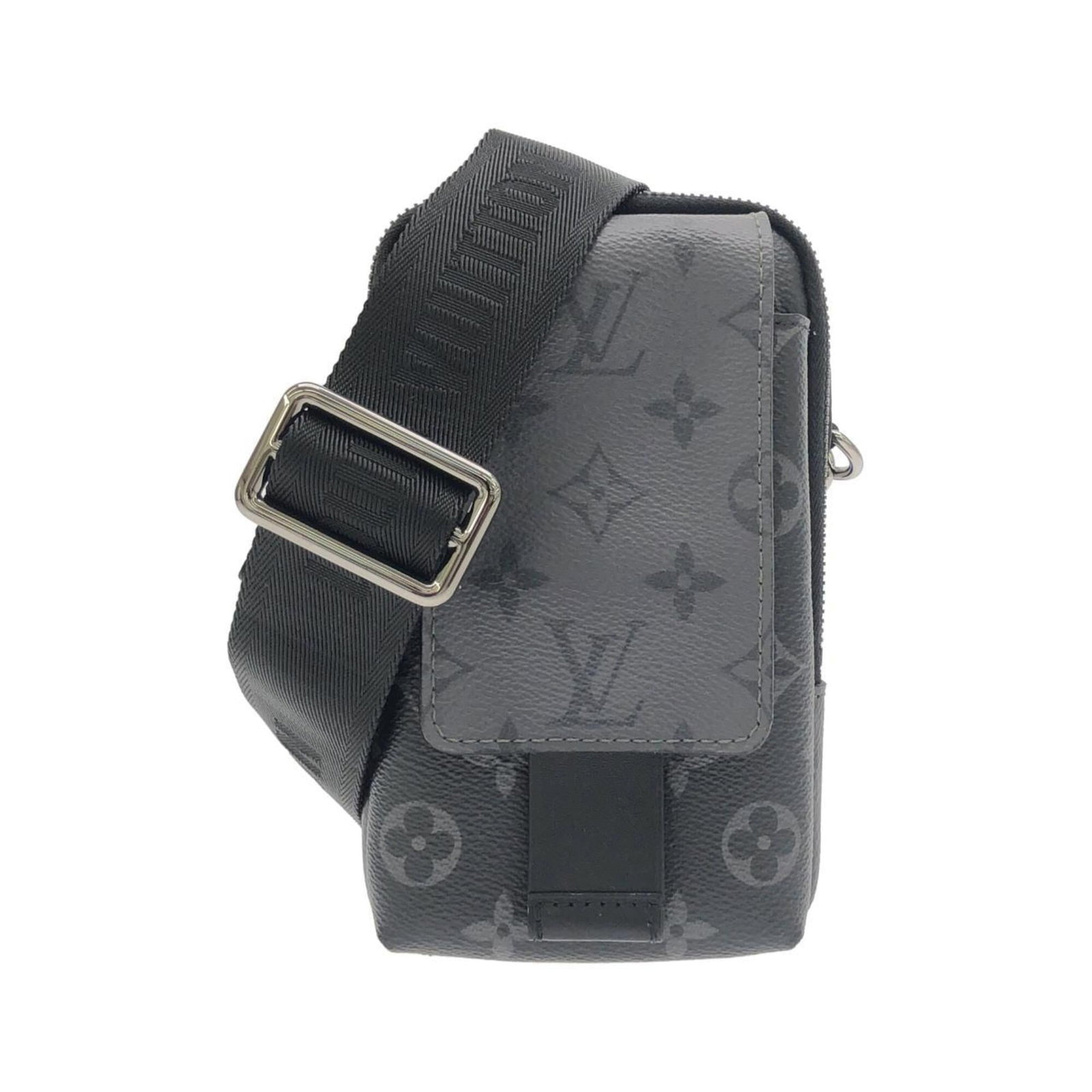 Louis Vuitton Handbag Pouch Shoulder Bag Coated Canvas: Louis Vuitton Handbag Pouch Shoulder Bag Coated Canvas Black Louis Vuitton Handbag Pouch Shoulder Bag in Coated Canvas, featuring silver hardware and a classic design. This pre-owned shoulder bag