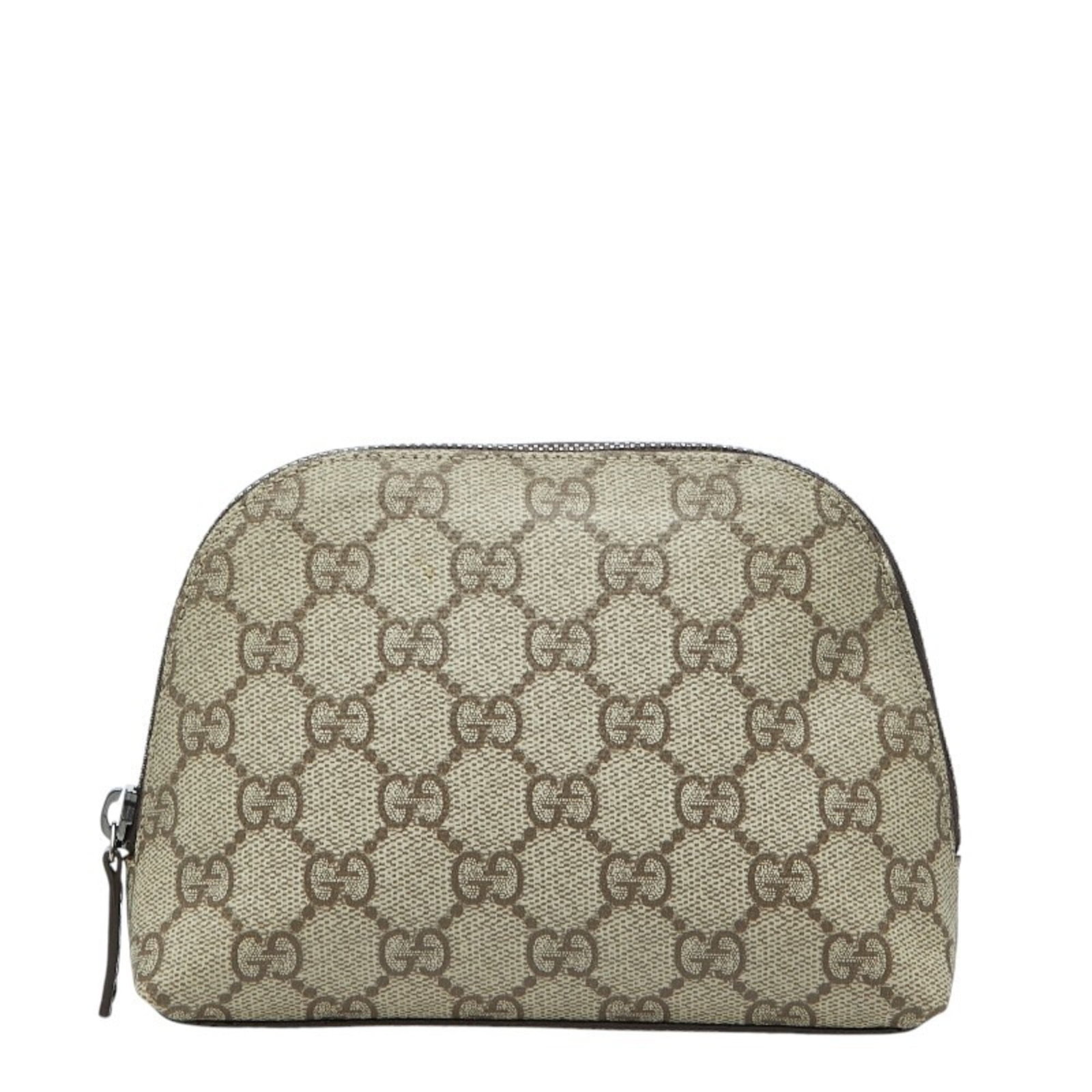 PVC Handbag Gucci: PVC Handbag Gucci PVC Handbag Gucci features a classic beige design, zip closure, and durable PVC material. The bag measures 12cm x 17cm x 6cm and has some minor scratches and dirt from previous use. 