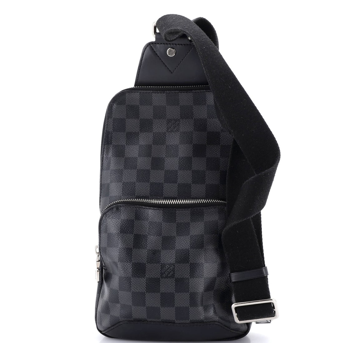 Damier Graphite Sling Bag Louis Vuitton Avenue: Damier Graphite Sling Bag Louis Vuitton Avenue Black canvas-coated Damier Graphite exterior, classic cross-body design. This Louis Vuitton Avenue Sling Bag features silver hardware and a moderate