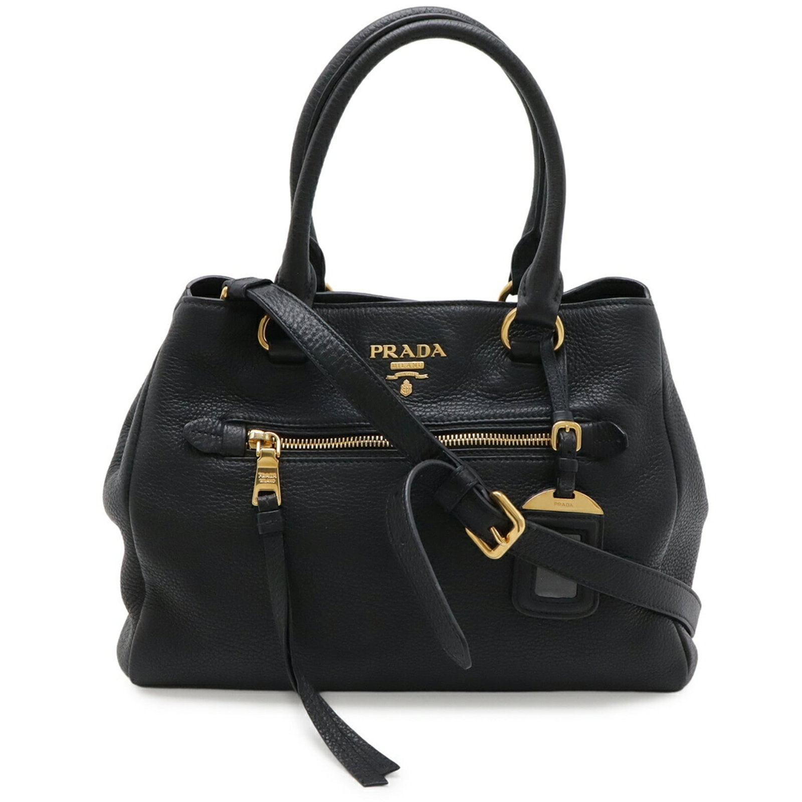 Prada Handbag Shoulder Bag Tote Bag Vitello Daino: Prada Handbag Shoulder Bag Tote Bag Vitello Daino Vitello Daino leather adds sophistication to this Prada shoulder bag tote, with its classic black Nero hue. Measuring 22cm x 30cm x 14cm, the bag feat