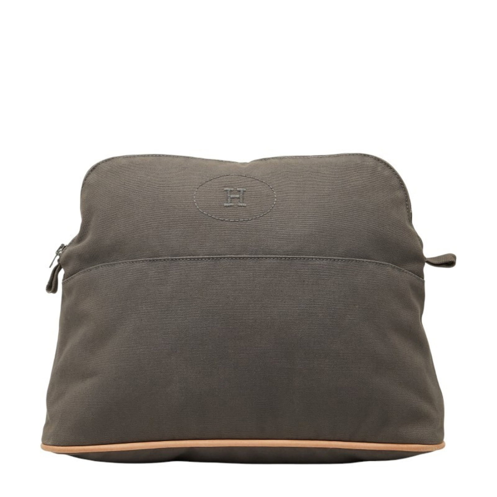 Pouch Cotton from Hermes: Pouch Cotton from Hermes Gray Brown Pouch Cotton from Hermes, a pre-owned item with traces of usage and minor scratches. Measuring 22.5cm x 30cm x 11cm, it features a cotton material in a distinctive