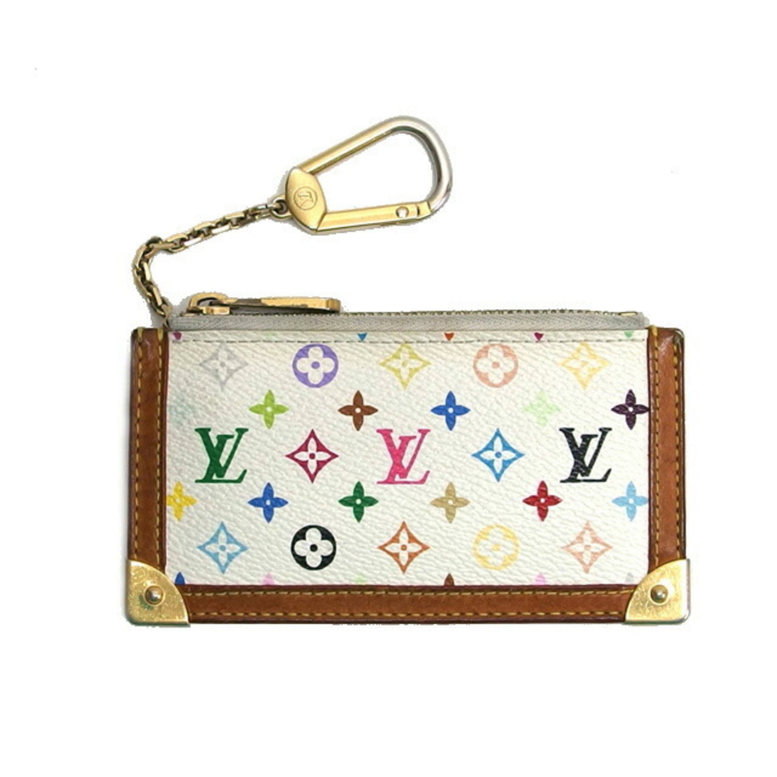 Coin case with multicolore monogram from Louis Vuitton: Coin case with multicolore monogram from Louis Vuitton The Louis Vuitton multicolore monogram coin case boasts a vibrant, eye-catching design in blanc and white hues. Made from high-quality