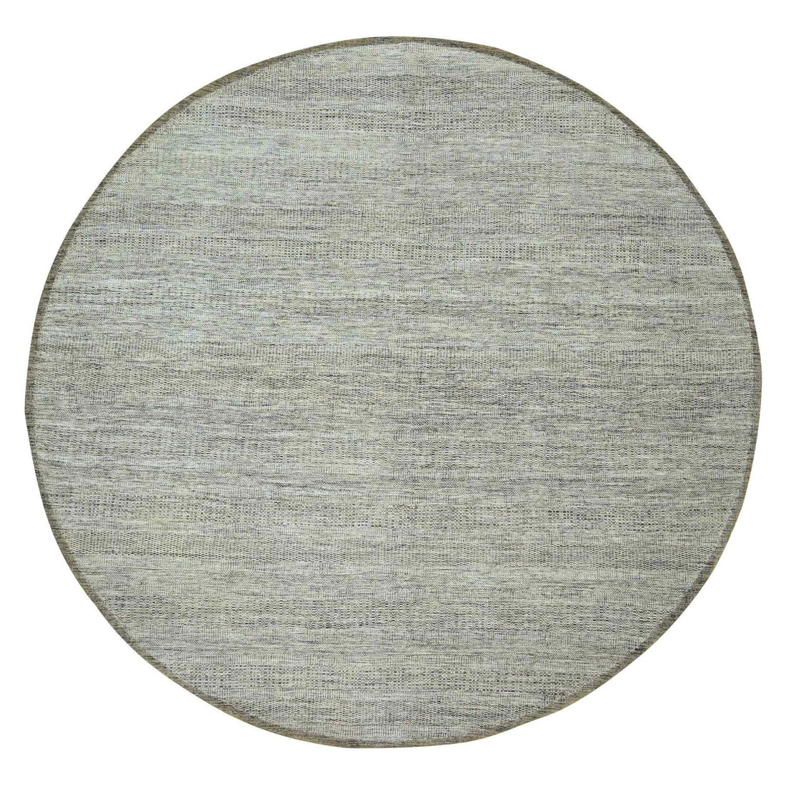 12'x12' Brown Hand Knotted Round Rug Pure Wool Distressed Grass Design: 12'x12' Brown Hand Knotted Round Rug Pure Wool Distressed Grass Design This stunning 12'x12' hand-knotted wool rug boasts an intricate distressed grass design in rich brown hues, creating a unique
