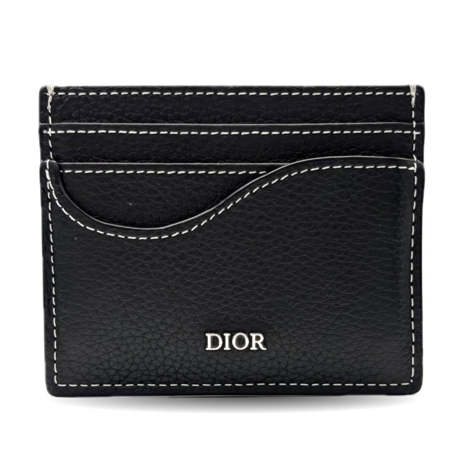 Dior Christian Card Leather Case: Dior Christian Card Leather Case The Dior Christian Card Leather Case is a classic, all-black card case made from high-quality calfskin leather. With its sleek design and timeless appeal, it's a styli