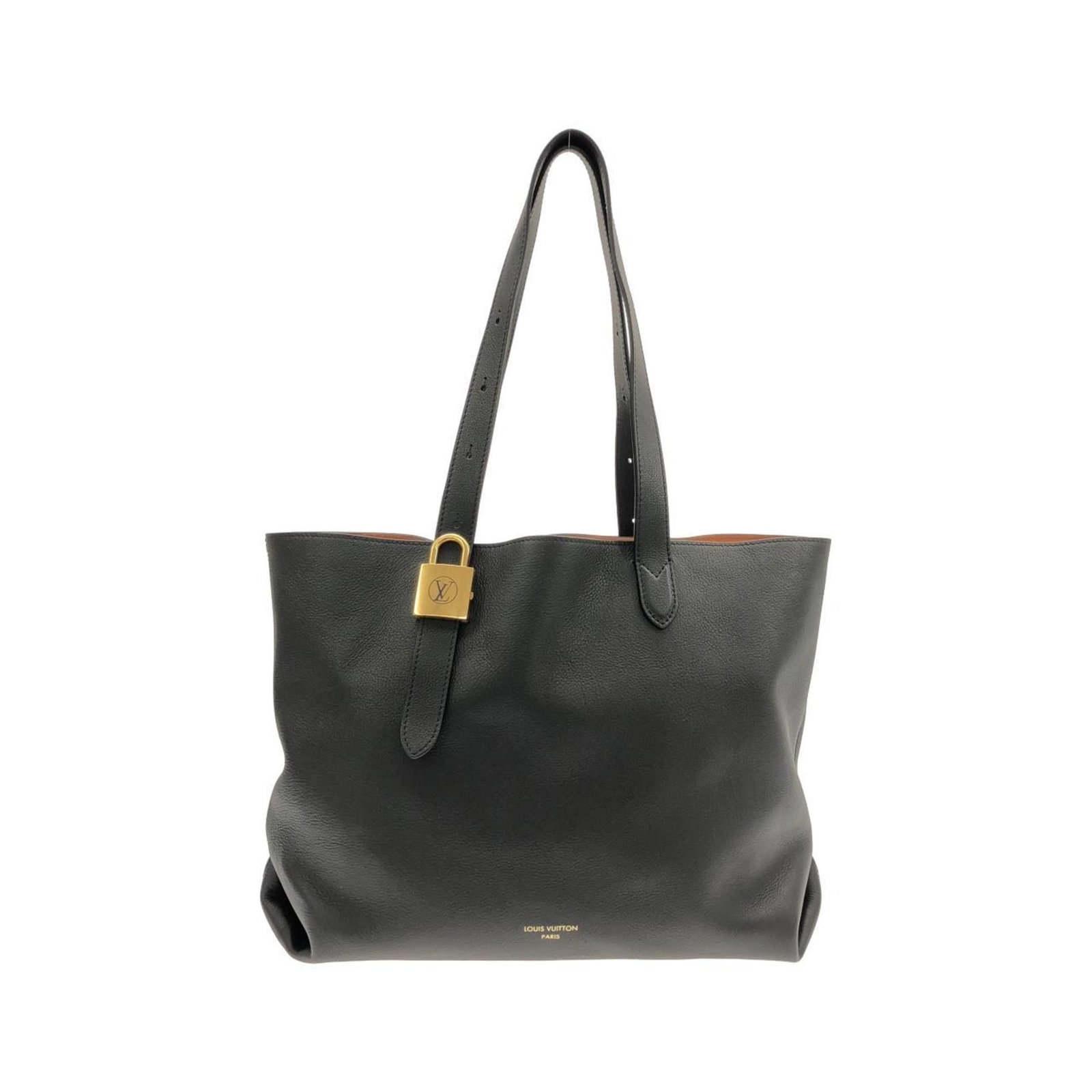 Handbag Leather Louis Vuitton: Handbag Leather Louis Vuitton Black Calfskin Louis Vuitton Handbag with Traces of Usage. This pre-owned handbag features high-quality leather and a classic design, showcasing a few subtle scratches an