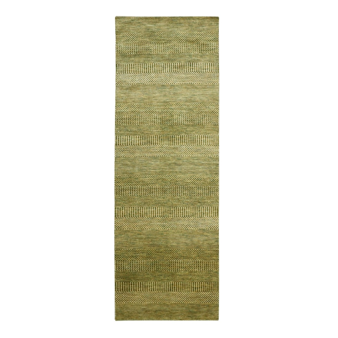 Brown Hand Knotted Wool Silk Runner Rug 2'8"x8'2" Modern Grass Design (1 of 7)
