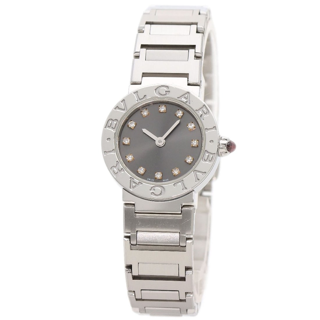 Bvlgari 12P Diamond Watches Bbl23C6Ss/ 12 Stainless: Bvlgari 12P Diamond Watches Bbl23C6Ss/ 12 Stainless Bvlgari's 12P Diamond Watches boasts a sleek silver stainless steel case, featuring an analog display and quartz movement. The watch stands out with