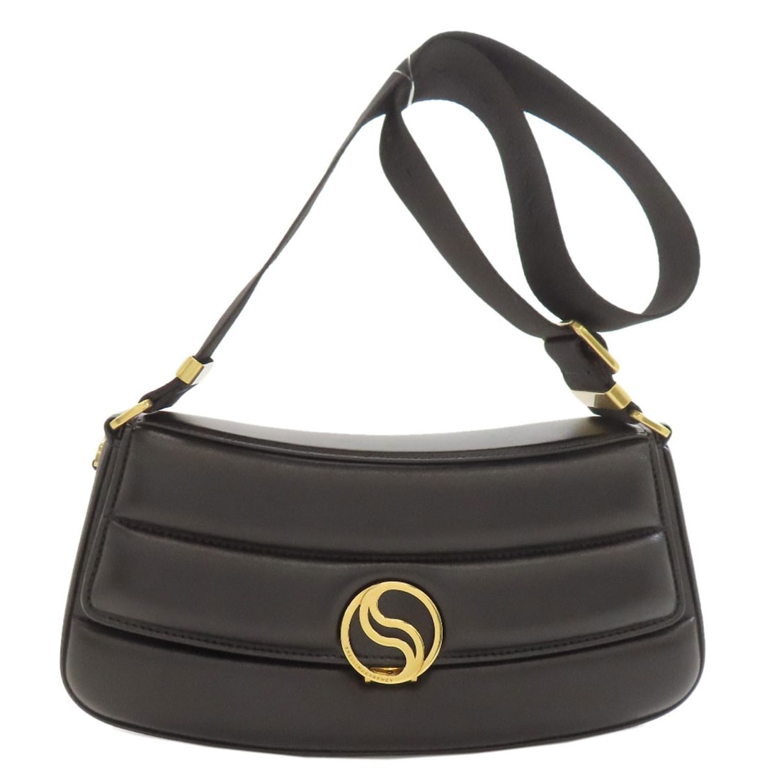 S-wave shoulder bag McCartney calf padded by Stella: S-wave shoulder bag McCartney calf padded by Stella Stella McCartney's S-wave shoulder bag features a sleek black calf exterior with padded details, making it a stylish and comfortable accessory. The