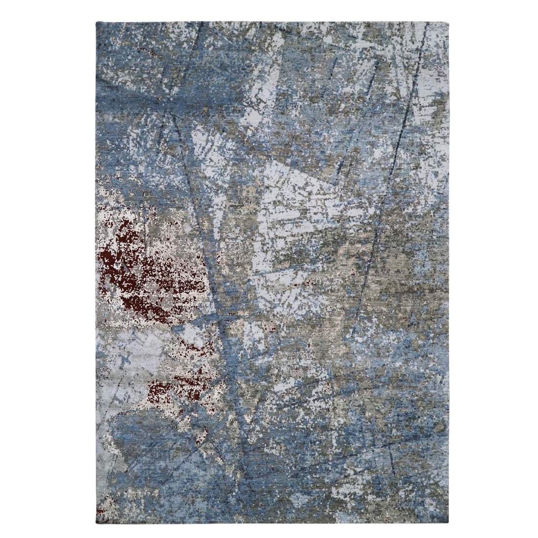 10'x14'2" Ash Gray Extra Soft Wool Hand Knotted Abstract Design Rug: 10'x14'2" Ash Gray Extra Soft Wool Hand Knotted Abstract Design Rug Soft and subtle, this Ash Gray Extra Soft Wool Hand Knotted Abstract Design Rug adds warmth and texture to any room with its gentle