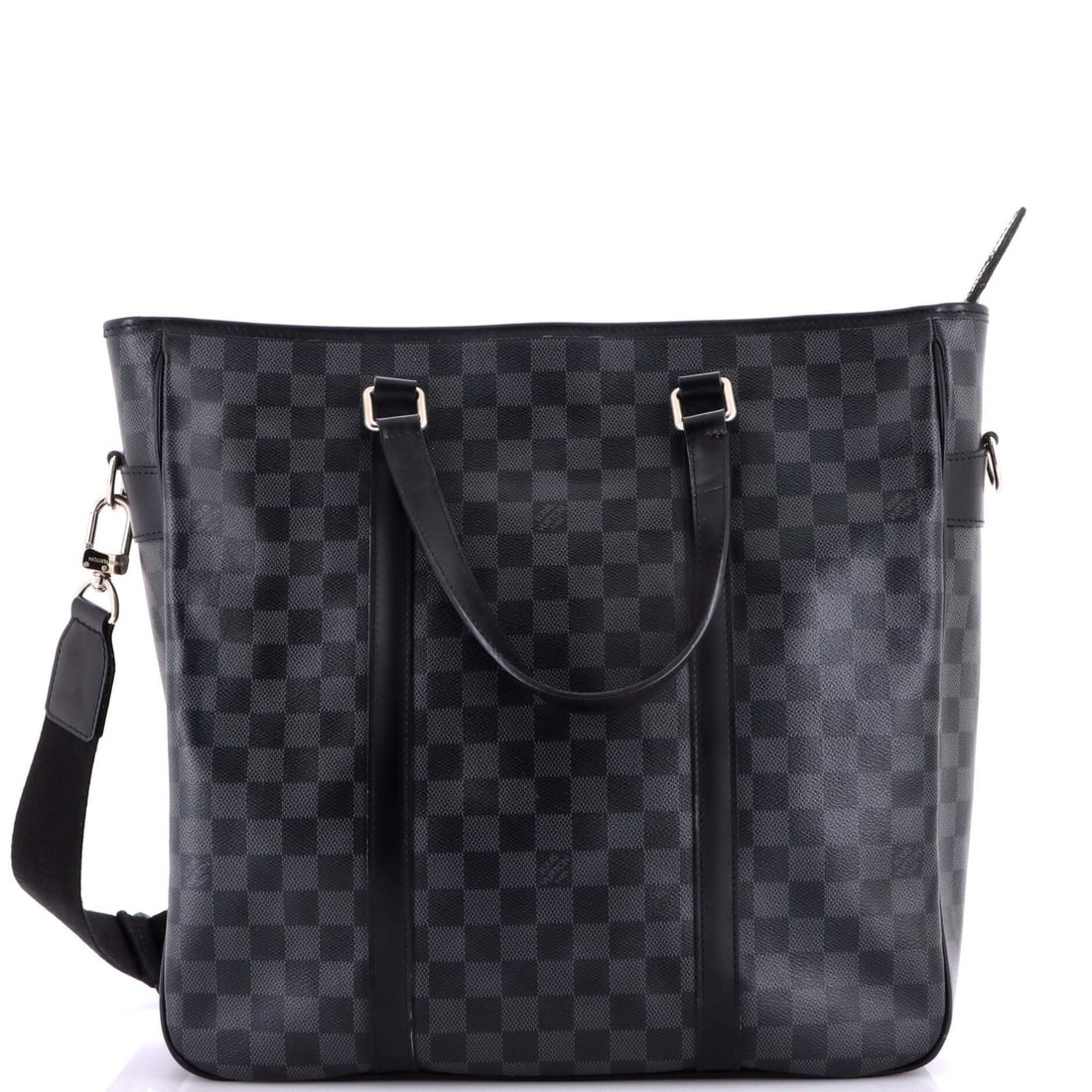 Damier Graphite Handbag Tadao Louis Vuitton: Damier Graphite Handbag Tadao Louis Vuitton Black Damier Graphite canvas tote bag from Louis Vuitton's Tadao handbag collection, featuring a classic design with a subtle graphite tone. The bag