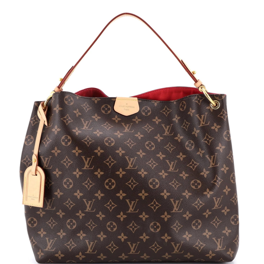 Canvas handbag Monogram MM Louis Vuitton: Canvas handbag Monogram MM Louis Vuitton Canvas handbag Monogram MM Louis Vuitton in brown, featuring scuffs, creases, edge wear, corner wear, and discoloration on the exterior. The interior boasts a 
