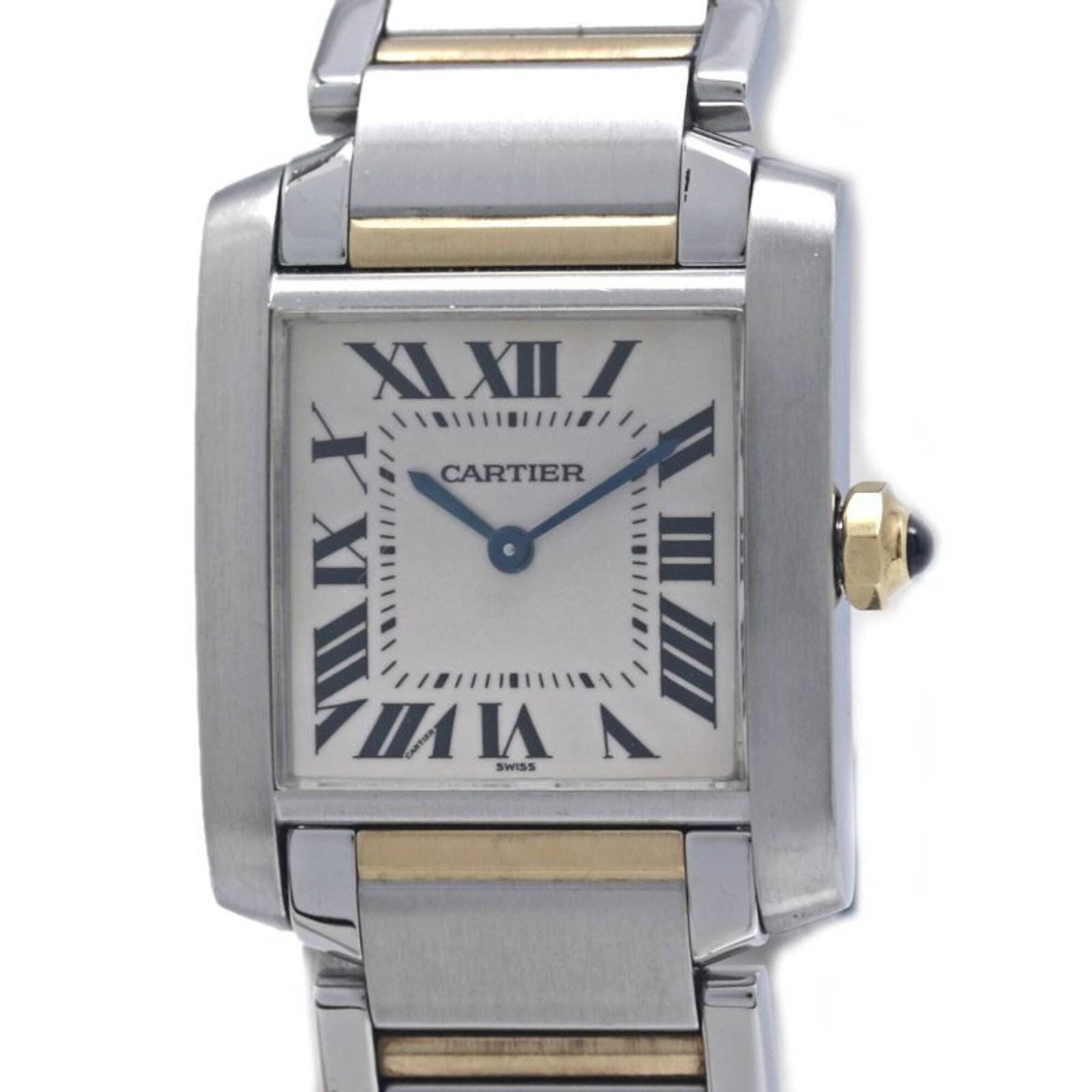 Cartier Wristwatch: Cartier Wristwatch Stainless Steel and Yellow Gold (18K) blend in this Cartier wristwatch, featuring an ivory dial and a case diameter of 25mm. The watch has been well-cared for, with some minor