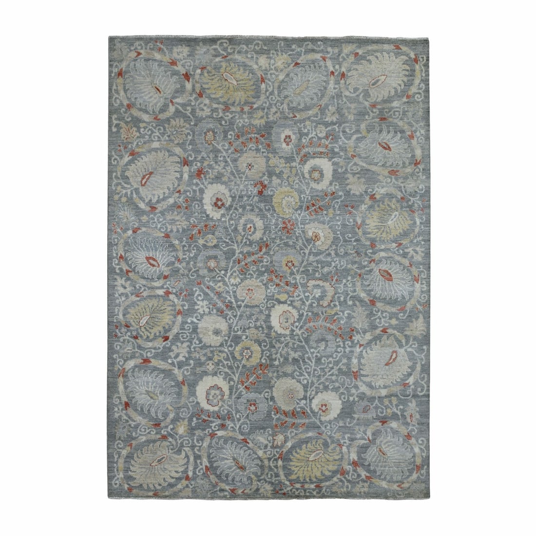 Soft wool hand knotted gray stone wash Peshawar rug 6'1"x8'8: Soft wool hand knotted gray stone wash Peshawar rug 6'1"x8'8 Soft and serene, this hand-knotted gray stone wash Peshawar rug brings warmth and texture to any room. Made from high-quality wool, its sub