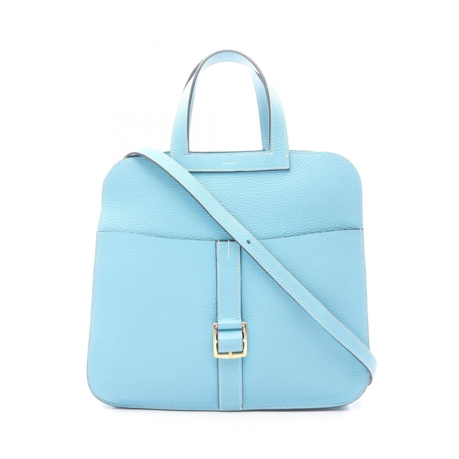 Hermes Handbag Taurillon Leather Clemence: Hermes Handbag Taurillon Leather Clemence Taurillon Clemence leather adds a touch of sophistication to this classic Hermes handbag, featuring the iconic Alezan and Blue color combination. With its