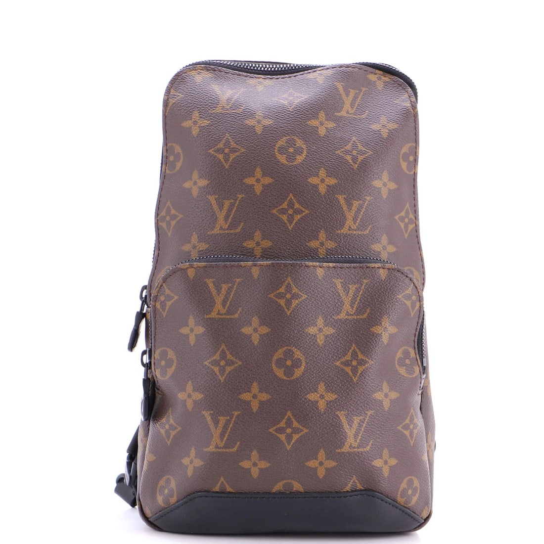 Louis Vuitton Avenue sling bag monogram canvas: Louis Vuitton Avenue sling bag monogram canvas Brown Louis Vuitton Avenue sling bag with monogram canvas exterior, featuring scuffs and minor creases on the handles/straps. The bag measures