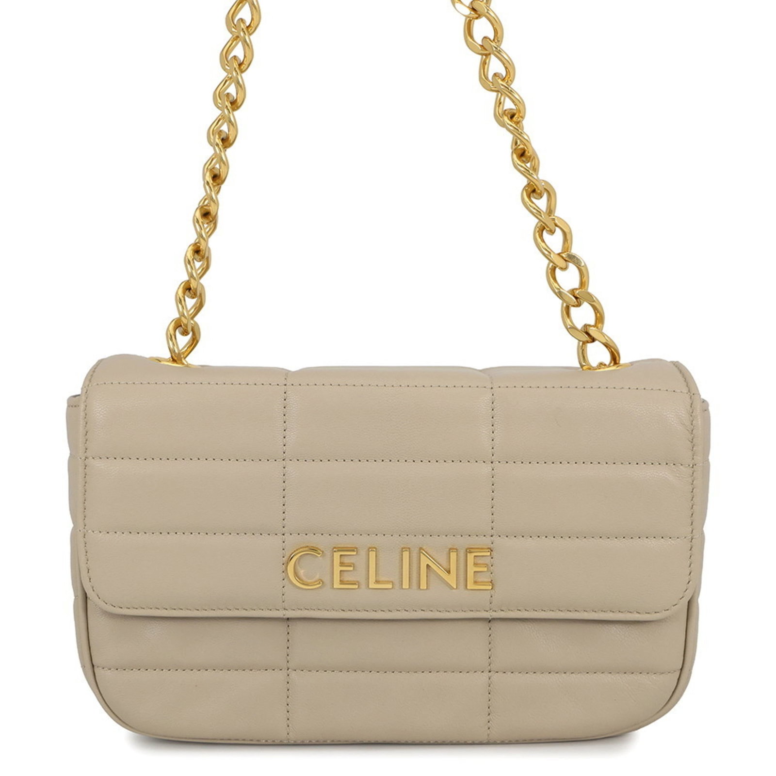 Handbag Celine Leather Shoulder Bag: Handbag Celine Leather Shoulder Bag This beige leather shoulder bag from Celine features a classic design with clean lines and a timeless aesthetic. Made from high-quality leather, it has developed a