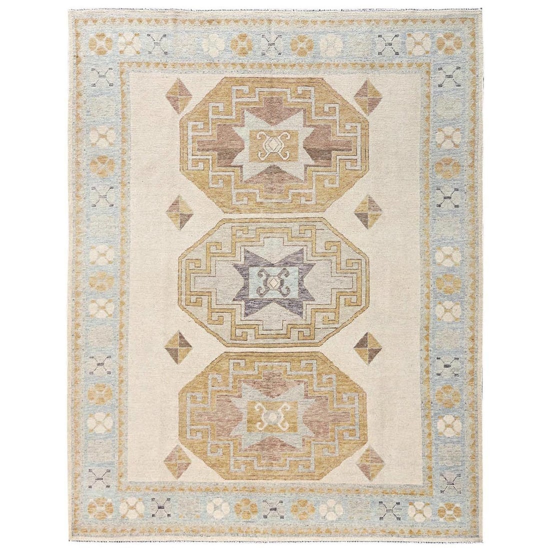 8'x10'3" Ivory Anatolian Village Design Turkish Knot Hand Knotted Wool Rug: 8'x10'3" Ivory Anatolian Village Design Turkish Knot Hand Knotted Wool Rug The Anatolian Village Design Turkish Knot Hand Knotted Wool Rug boasts a striking ivory color and intricate geometric