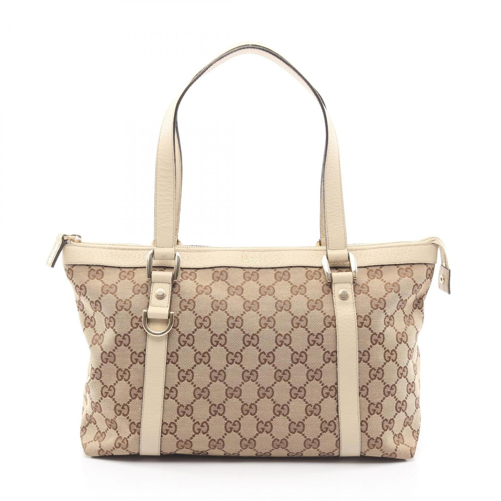 Canvas leather bag tote gucci: Canvas leather bag tote gucci Canvas leather bag tote from Gucci, featuring a beige color and classic design. This used tote measures 22cm x 31cm x 12cm and shows some minor scratches and dirt but
