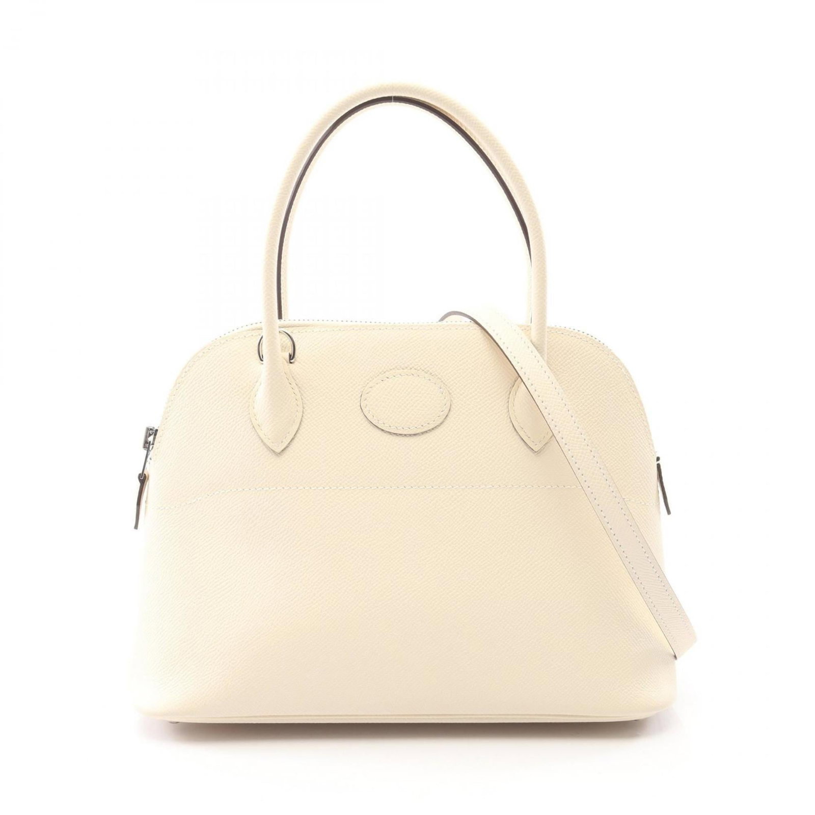 Handbag Hermes Epsom Leather: Handbag Hermes Epsom Leather The Hermes Epsom Leather handbag boasts a timeless, ivory hue and classic design. Made from high-quality Epsom leather, its subtle sheen adds an air of sophistication to