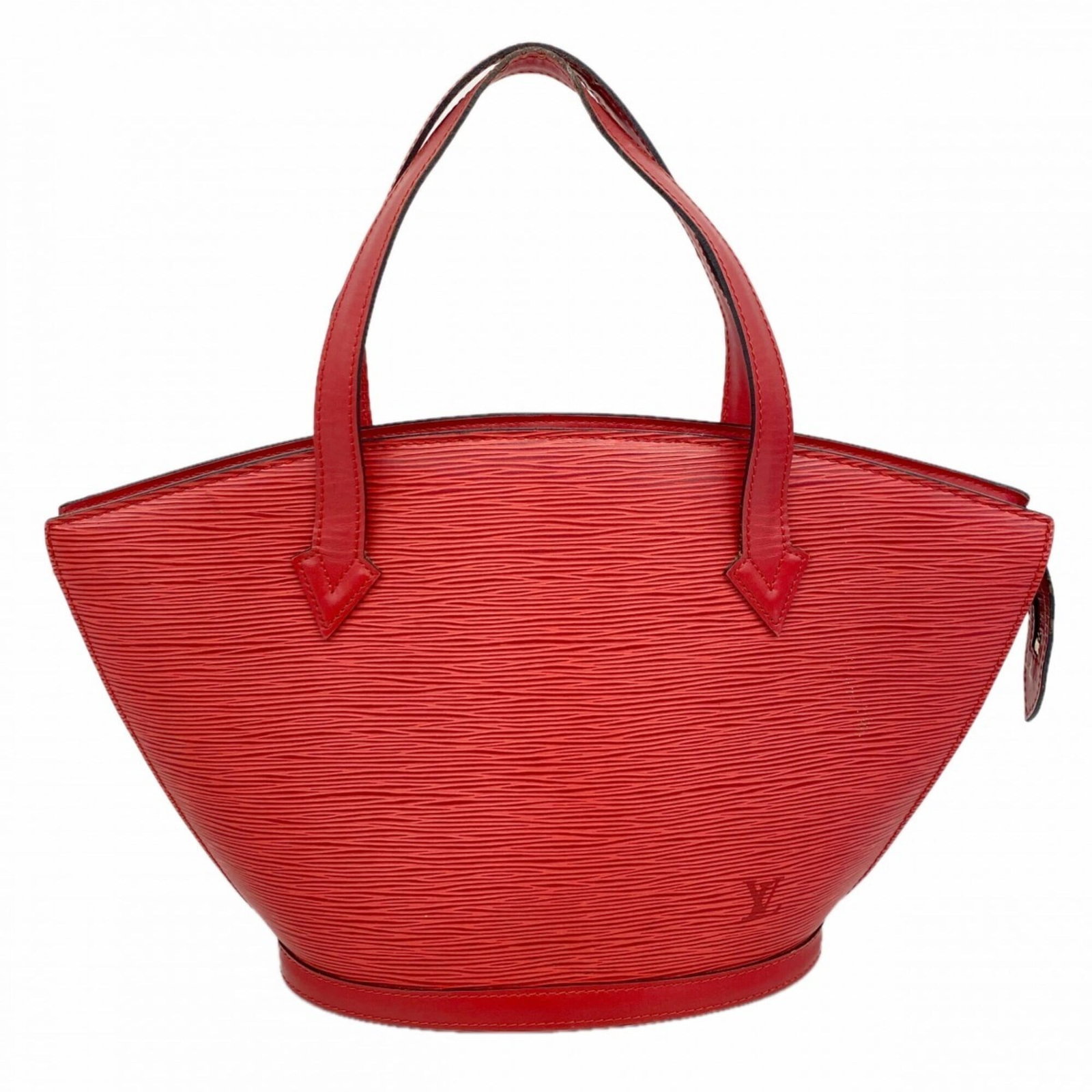 Louis Vuitton Handbag: Louis Vuitton Handbag Castilian Red Louis Vuitton Handbag, 24cm x 23cm x 10cm. This used handbag features a distinctive Castilian Red color and has visible traces of usage with scratches and dirt. Ove