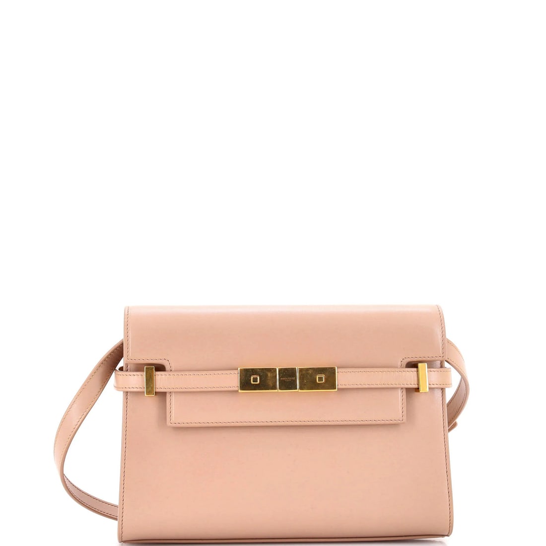 Laurent Saint Manhattan Leather Small Bag Shoulder: Laurent Saint Manhattan Leather Small Bag Shoulder Small, neutral-colored leather shoulder bag from Saint Laurent's Manhattan collection. With its classic design and gold hardware, this bag features