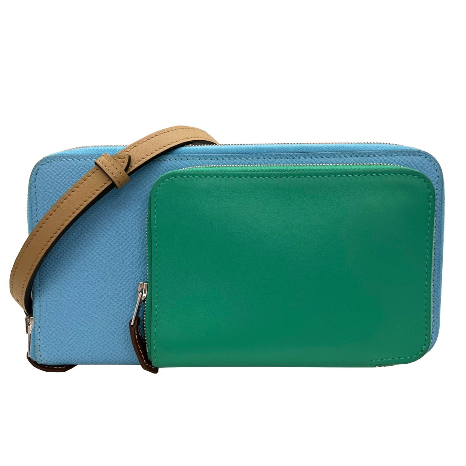 Hermes Fanny Pack Shoulder Bag Epsom Leather Swift Leather: Hermes Fanny Pack Shoulder Bag Epsom Leather Swift Leather Celeste and Mint Green Epsom Leather Swift Leather Fanny Pack Shoulder Bag. This Hermes fanny pack shoulder bag features Epsom leather and