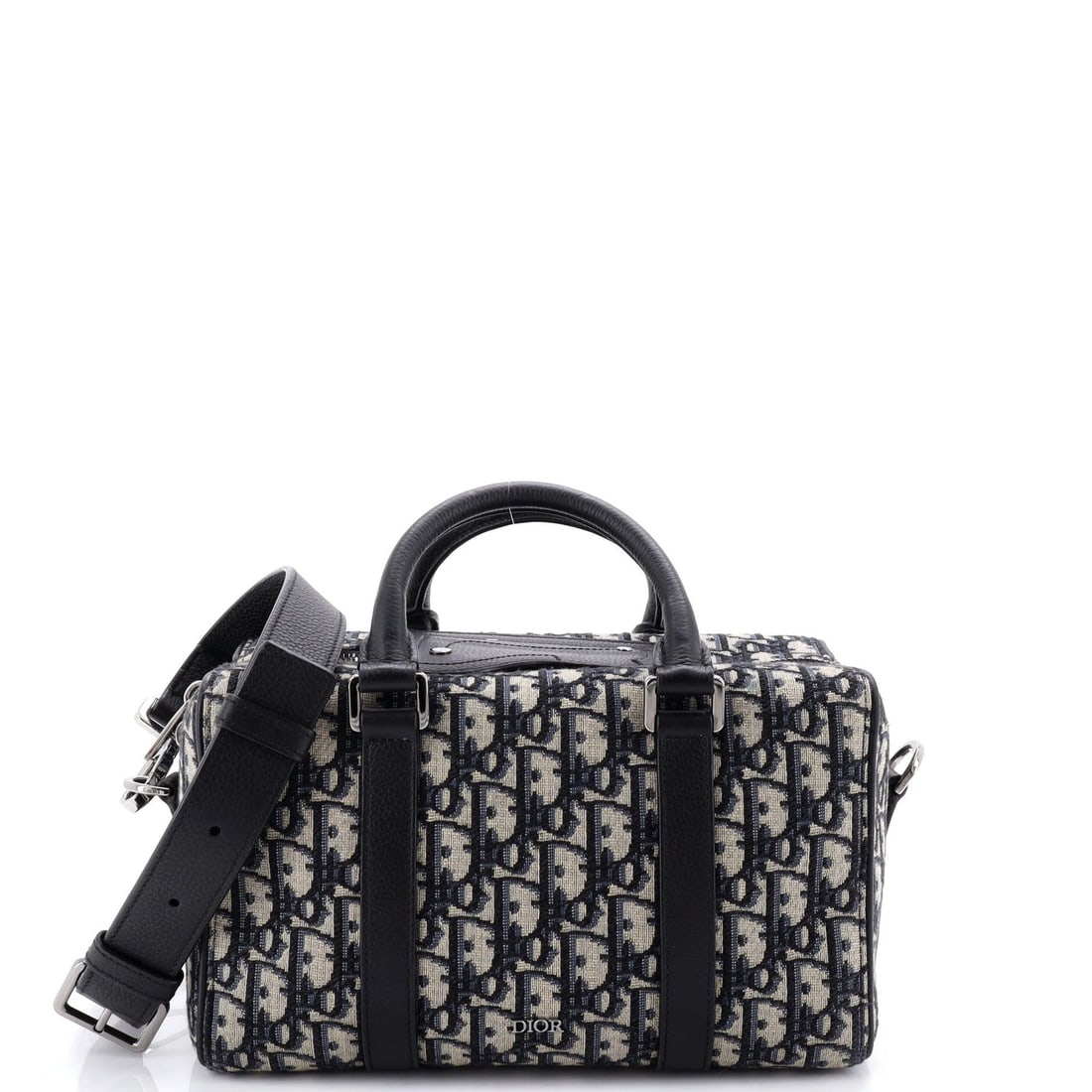 Oblique Canvas Bag Dior Lingot Christian: Oblique Canvas Bag Dior Lingot Christian Blue Oblique Canvas Cross Body Bag from Christian Dior's Lingot collection features a canvas exterior with minor corner wear and scuffs on the handles/straps.