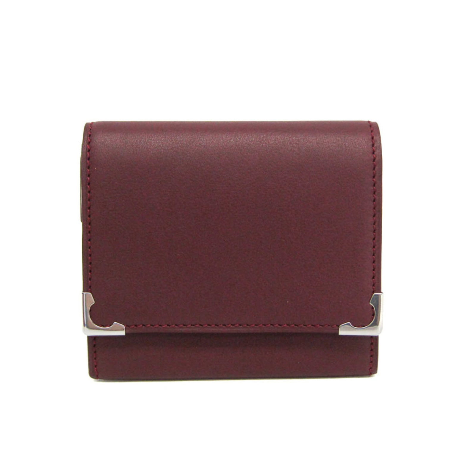 Coin Case Leather Purse Cartier: Coin Case Leather Purse Cartier Bordeaux leather Coin Case from Cartier, featuring a classic design with a flap closure and inner coin purse pocket. Made from high-quality leather, this small but