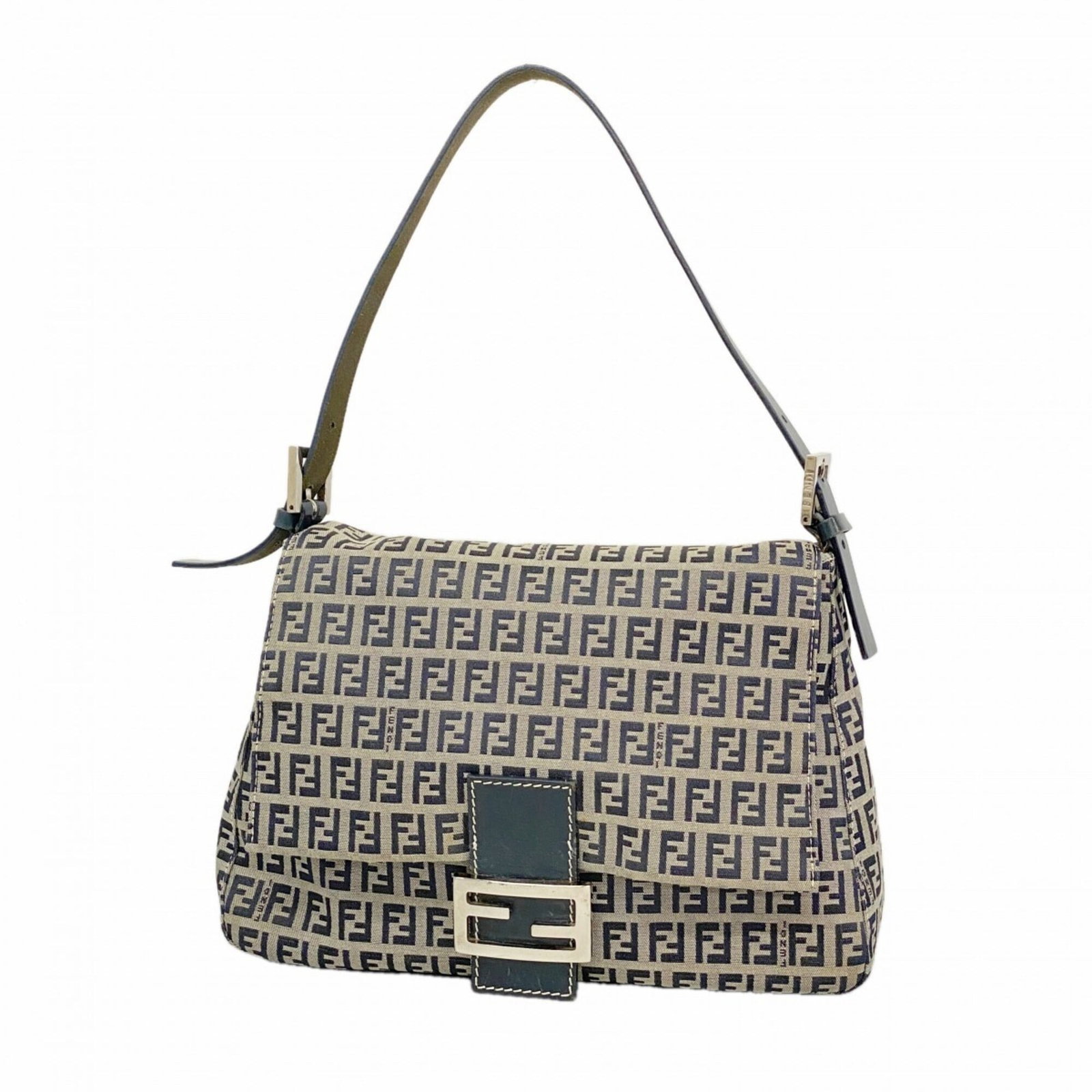 Handbag Nylon Canvas By Fendi: Handbag Nylon Canvas By Fendi Nylon canvas handbag by Fendi, featuring a classic design with beige and navy accents. This used handbag has traces of usage, scratches, and dirt, but remains in good