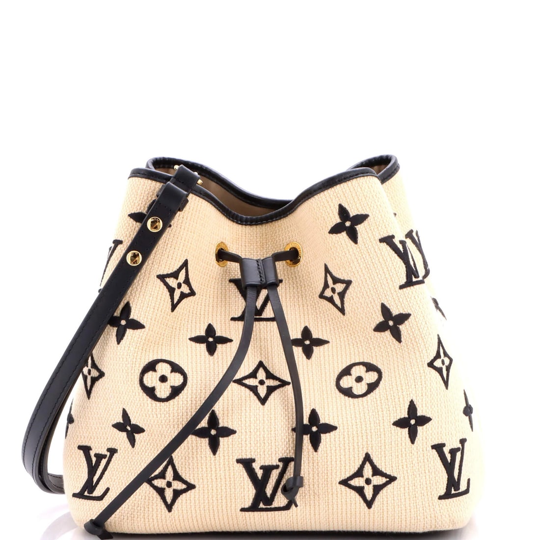 Giant Cotton MM Handbag NeoNoe Monogram Vuitton Louis: Giant Cotton MM Handbag NeoNoe Monogram Vuitton Louis Giant Cotton MM Handbag NeoNoe Monogram Vuitton Louis features a striking neutral exterior made from raffia, adorned with giant embroidered cotton
