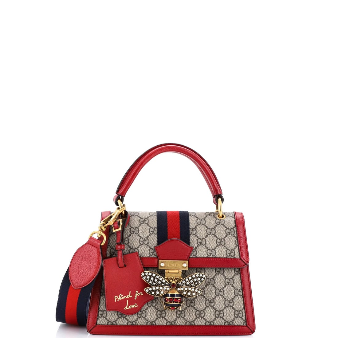 Gucci Queen Margaret Top with Leather Small GG Coated Canvas Bag: Gucci Queen Margaret Top with Leather Small GG Coated Canvas Bag The Gucci Queen Margaret Top with Leather Small GG Coated Canvas Bag boasts a striking red exterior, adorned with the iconic GG logo. T
