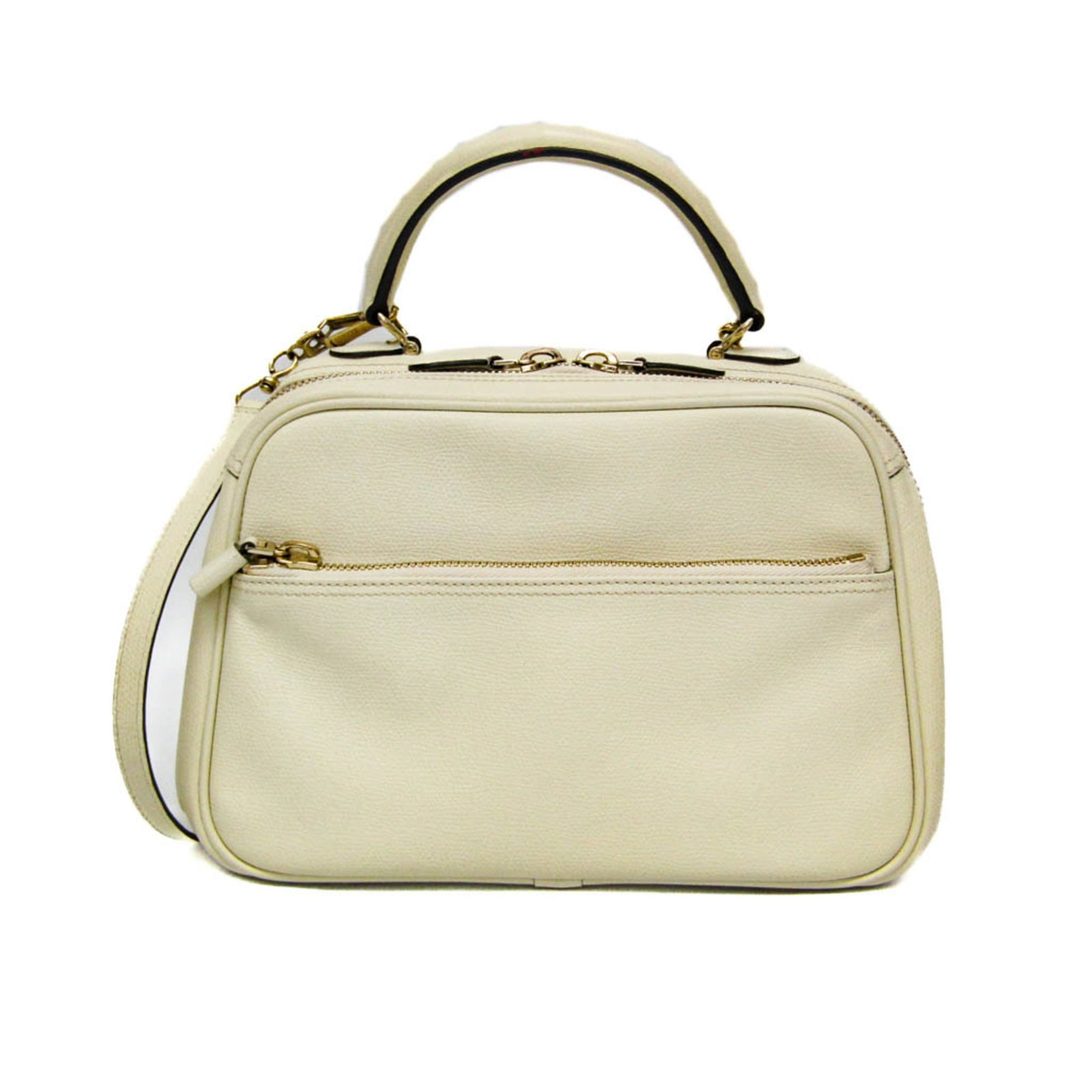Valextra Leather Shoulder Bag: Valextra Leather Shoulder Bag The Valextra Leather Shoulder Bag boasts a timeless design with its off-white calfskin exterior, featuring an open pocket and zipper pocket for added convenience. With it
