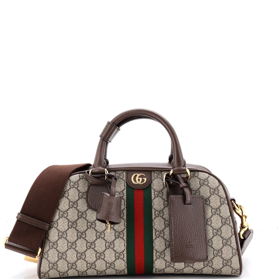 Boston Convertible Bag GG Coated Canvas Leather Top With Gucci Ophidia (1 of 5)