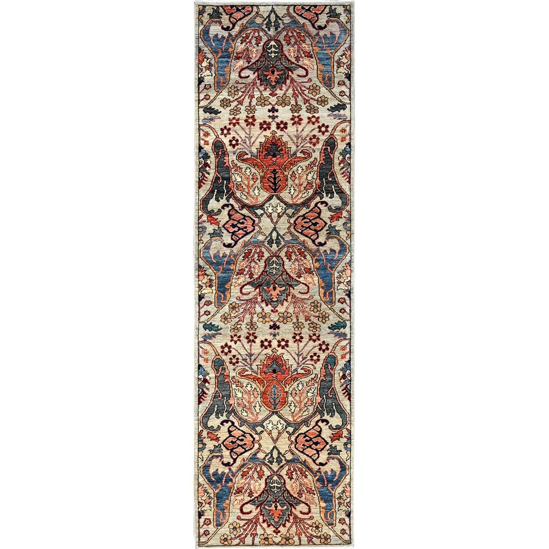 2'8"x9'7" Oyster Gray Bijar Garus Design Soft Wool Hand Knotted Runner Rug (1 of 7)