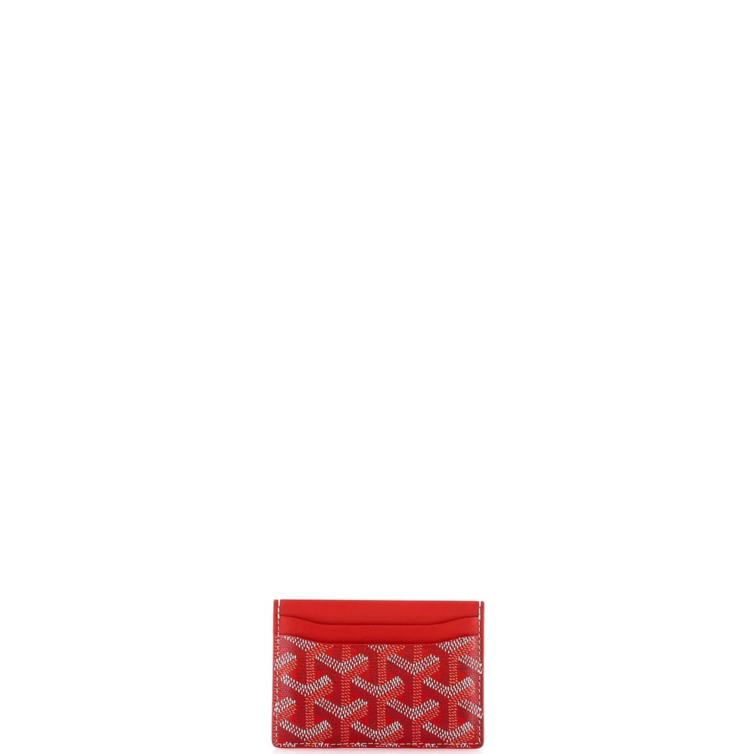 Goyard Saint Sulpice Card Holder Coated Canvas: Goyard Saint Sulpice Card Holder Coated Canvas Red Goyard Saint Sulpice Card Holder Coated Canvas, featuring a classic design with a canvas coated exterior and yellow leather interior. Measuring 4" x