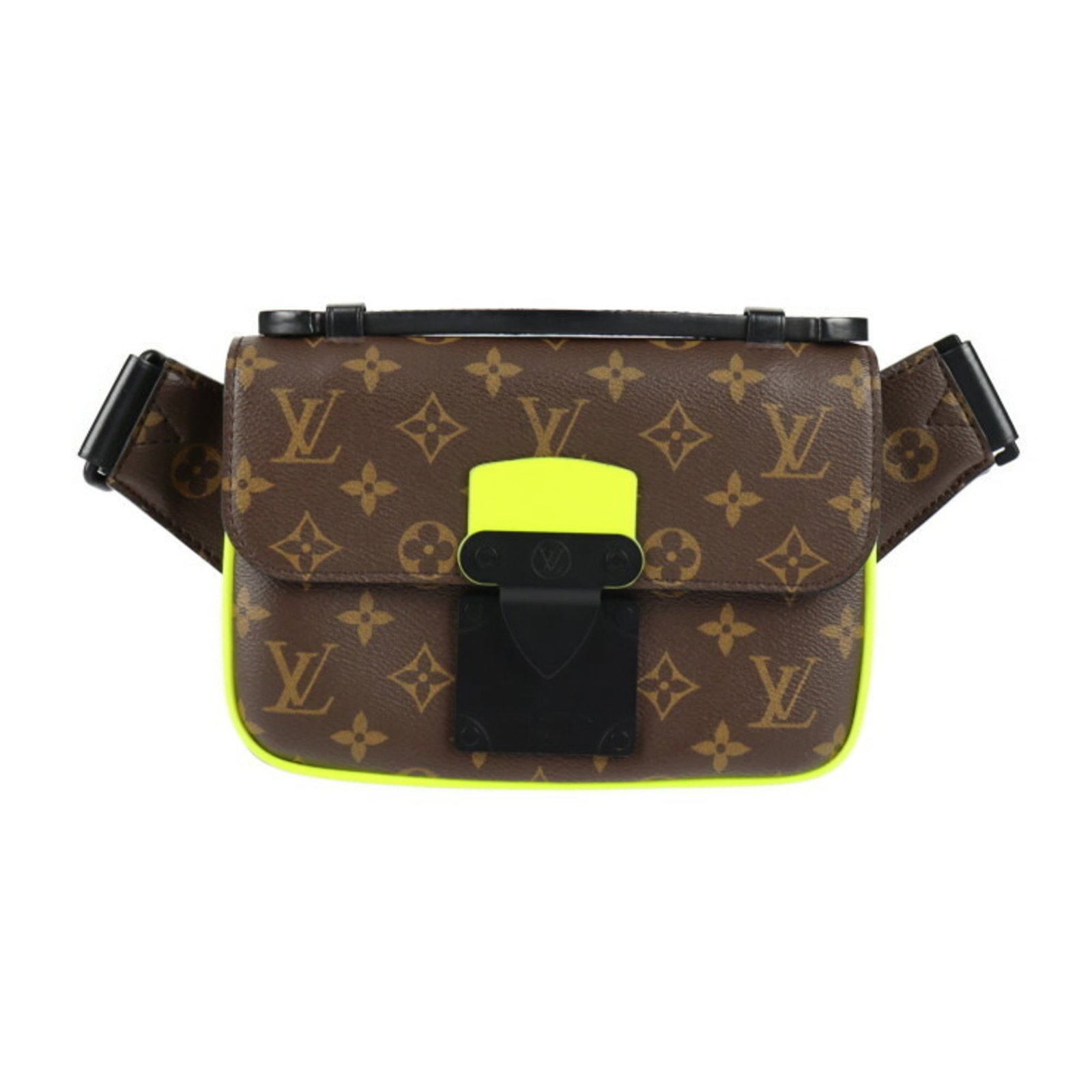 Monogram Pouch Fanny Vuitton Louis: Monogram Pouch Fanny Vuitton Louis Black, Brown, Monogram, and Yellow Louis Vuitton Fanny Pack with a classic Monogram Pouch design. The item features the iconic LV monogram pattern in various colors,